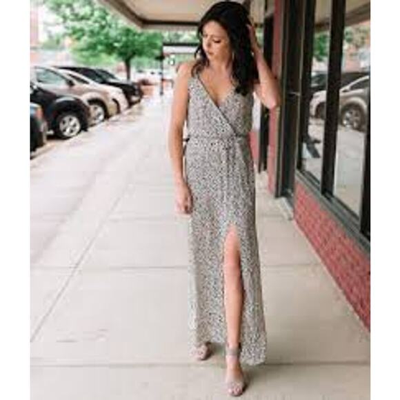 Buckle Dresses & Skirts - NWT Willow & Root Leopard Print Wrap Maxi Dress Large Boho Animal